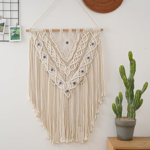 Macramé coton naturel suspension murale œil du diable chambre