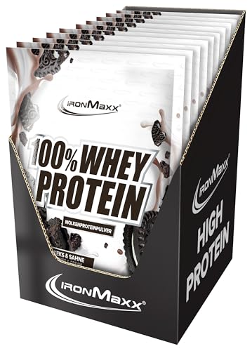 IronMaxx 100% Whey Protein Pulver - Cookies und Cream 10 x 30g Beutel | zuckerreduziertes, wasserlösliches Eiweißpulver aus Molkenprotein | viele verschiedene Geschmacksrichtungen