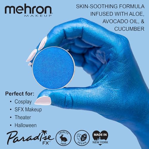 Image of Mehron Paradise FX Metallics - Metallic Dark Blue 0.25 oz | Pro Water-Activated Shimmer Paint for Raves, Costumes, SFX, Halloween, Stage, Screen, Theater & Cosplay