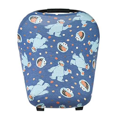 Image of Copper Pearl Multi-Use Cover: Car Seat & Stroller Cover - Stretchy Fabric, All-Season Use, Stylish Designs, Easy Access for Moms - Cookie Monster