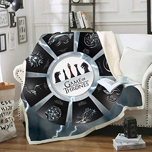 POMJK Couverture et plaids Game of Thrones - Imprimé - Couverture polaire moelleuse - Impression 3D - Pour bureau, siestes, canapé, camping, voyage - 21,150 x 200 cm