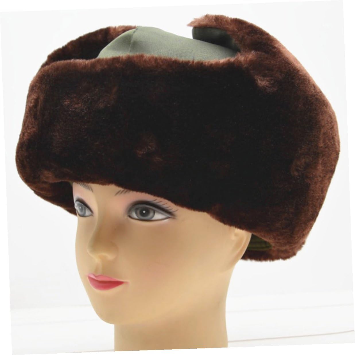 Winter Outdoor Trapper Hat with Ear Flaps, Thickened Cotton Cloth for Warmth, Face and Neck Coverage, Practical Winter Hat for Skiing and Camping Olive Green
