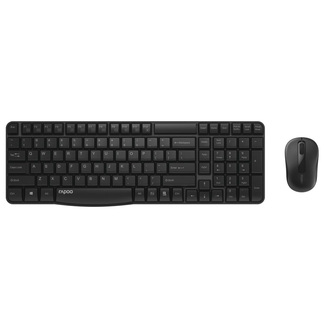 Rapoo Clavier et Souris sans Fil X 1800s" (Pack Kit Clavier Souris sans Fil 2.4GHz, Dongle Nano USB, Autonomie 12mois, Souris Optique 1000DPI, Clavier AZERTY FR, Pavé Numérique, pour PC, Laptop) Noir