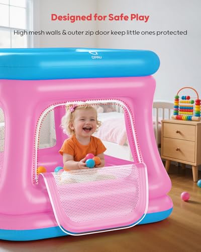 Image of QPAU 3-in-1 Inflatable Bounce House with Pump for Toddlers 1-3