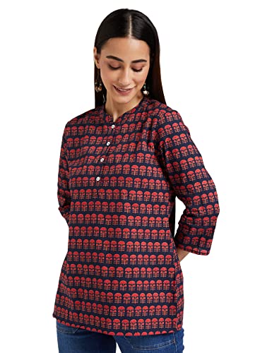 Image of Amazon Brand - Myx Women Cotton Straight Fit Straight Kurti (Available in Plus Sizes)