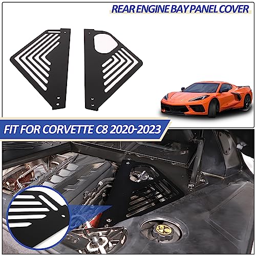 Image of Daeiclru Engine Bay Panel Cover Compatible with Chevrolet Corvette C8 2020-2023, Aluminium Engine Protector Splash Shield, Left Right Engine Case Guards (Black)