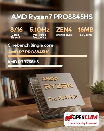 Image of AOOSTAR MACO AMD R7 PRO 8845HS MINI PC Barebone（(8C /16T, up to 5.1GHz,Without RAM /SSD /OS) Radeon 780M 8K Display Desktop Computers /Dual LAN 2.5G /Dual USB4 /WiFi 6 /Oculink