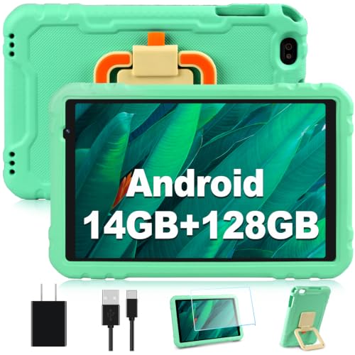 Image of Tablet with 14GB RAM 128GB ROM, 10 inch Octa-Core Android Tablets with 8000mAh Battery, Drop-Proof Case, HD IPS Display, 5G WiFi, Bluetooth 5.0, GPS, TF 1TB, Split Screen Support, Metal Body -Green