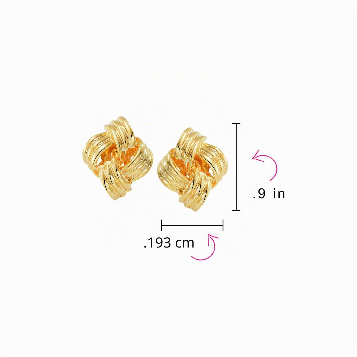 Orecchino A Clip Stile Bottone Nodo D'Amore Intrecciato Con Cristalli Pavé Per Donne Senza Orecchie Forate Tono Oro Rosa Placcato Argento