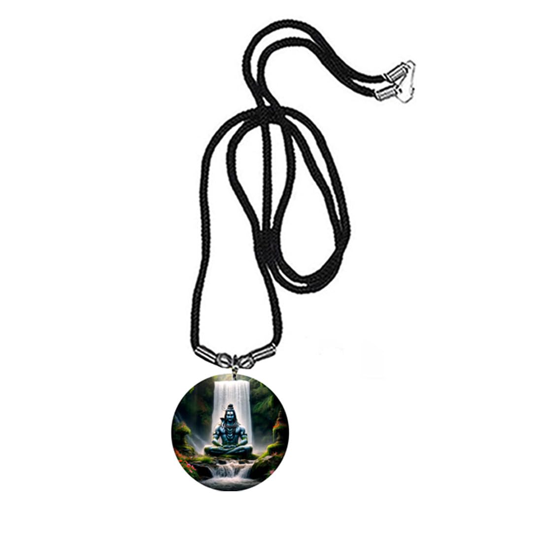 abhiora fashion Lord Meditating Shiva Acrylic Religious Pendant with Cord Chain for Men and Women Spiritual Hindu Devotional-picture-8