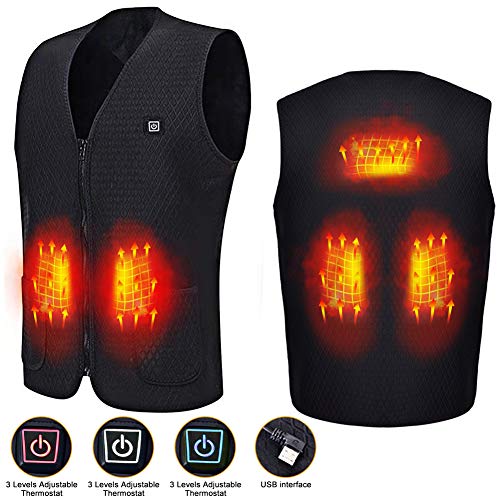 Elektrische Weste,Elektrisch Beheizte Weste,5V Elektrojacke mit USB-Ladeeinsatz-waschbar,Herren Damen Winterweste mit 3 Feilen AdjustableTemperature für Skifahren im FreienWandern,Jagen,Motorrad (XL)