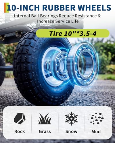 Carretilla de jardín de acero resistente 400 lbs – Carro utilitario para patio – Neumáticos neumáticos todoterreno de 10" – Laterales de malla removibles – Fácil maniobrabilidad para césped, jardinería y paisajismo – Gris, GOR410 miniatura 5