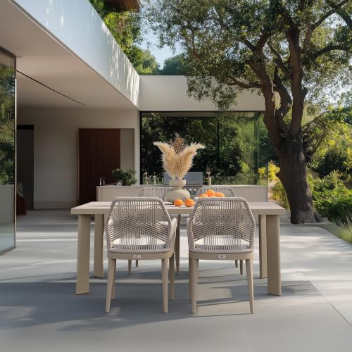 Image of PURPLE LEAF 5 Pieces Patio Dining Set with Cushion and Backrest, Champagne