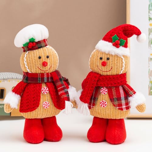 Gingerbread Man Plush Doll Toy Decorations Gingerbread Stuffed Animal Plush Toy Ornament Christmas Home Decor for Christmas Tree Birthday Gifts