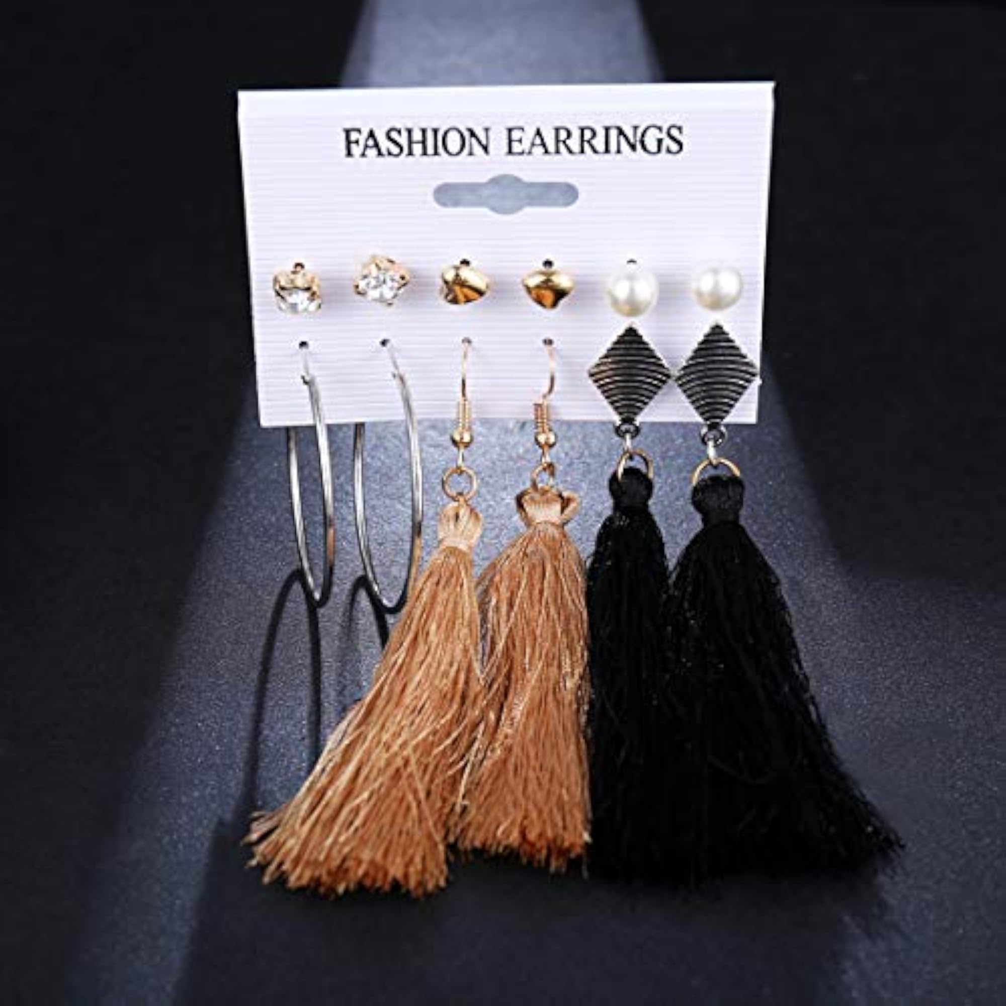 AD & Pearl Thread 6 Pair Earrings (JG-PC-ERGG-164)