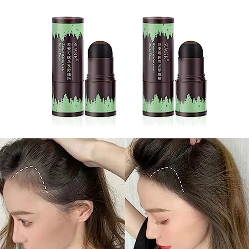 Hairline Lot de 2 bâtons de poudre de retouche pour ombre à cheveux - Imperméables - Éponges - Pour couvrir les cheveux gris - Pour retouches de racines et cheveux fins - Marron
