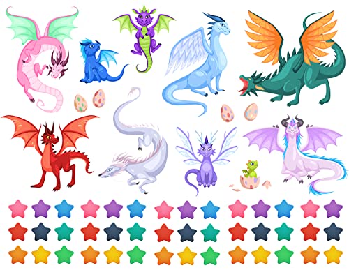 Vinilos decorativos dragón hada con estrellas para pared miniatura 2