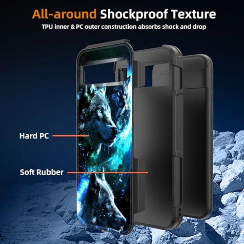 GFEWYTJYJ for Pixel 8a Case,[10 FT Military Grade Drop Protection] Non-Slip Heavy Duty Shockproof Phone Case for Google Pixel 8a 6.1 Inch 2024,Galaxy Wolf - image 7