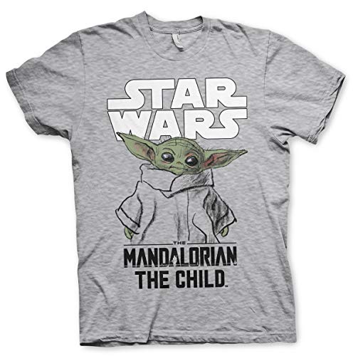 T-shirt Mandalorian Child Hommes en gris chiné taille L sous licence officielle Star Wars
