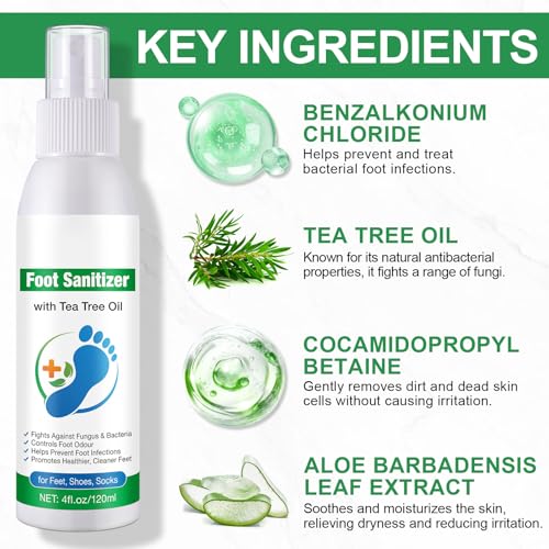 Image of 2PCS Tea Tree Oil Foot Spray, Transparent Foot Spray Refreshing, Natural Tea Tree Oil Spray (120ml /4.06 oz)