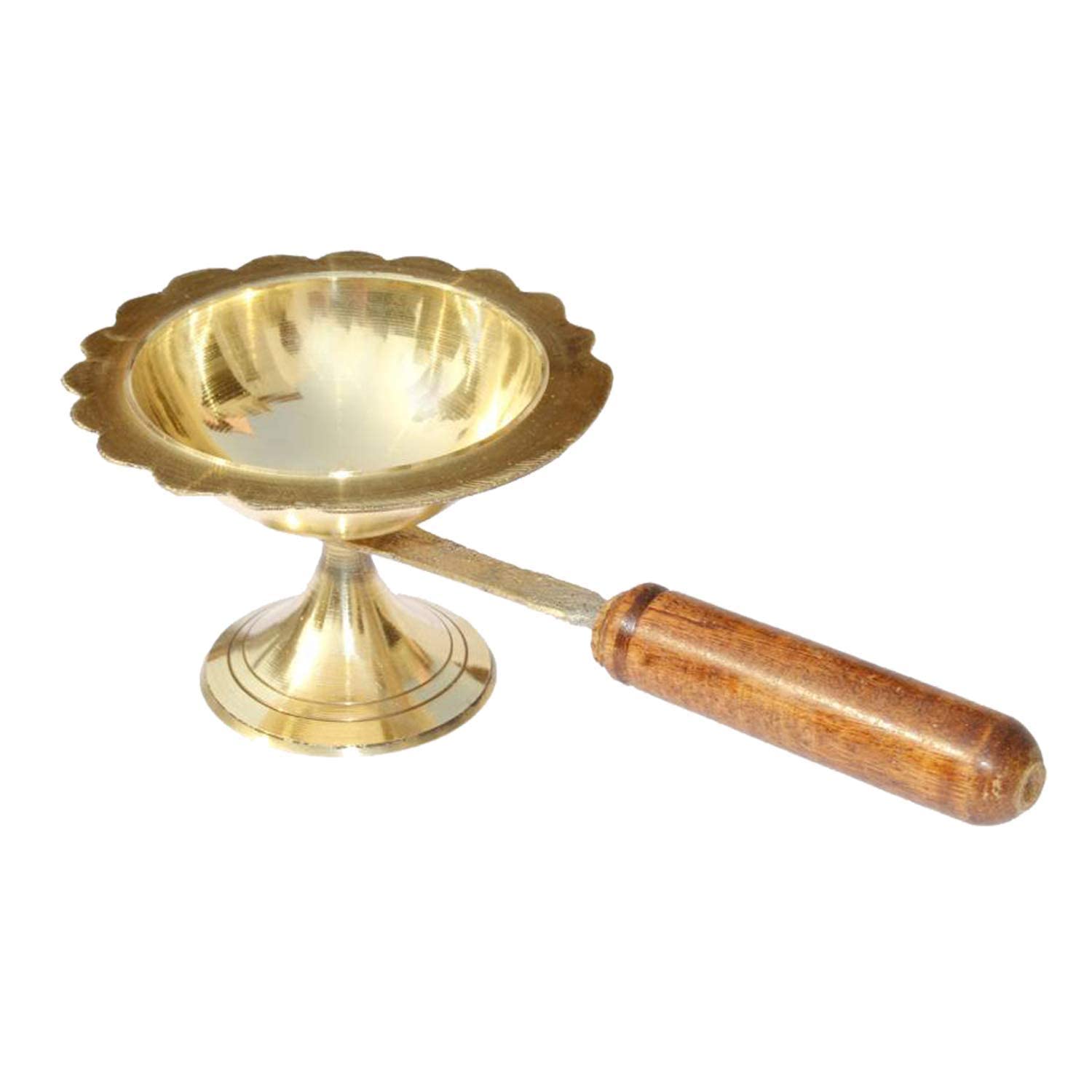 SIYAA Brass Dhoop Diya Medium Size 4.5 inch Dhoop Dani Kapoor Aarti Lamp/Dhoop Stand with Wooden Handle (Pack of 1) (B0B89HYNPJ) Amazon Price History, Amazon Price Tracker