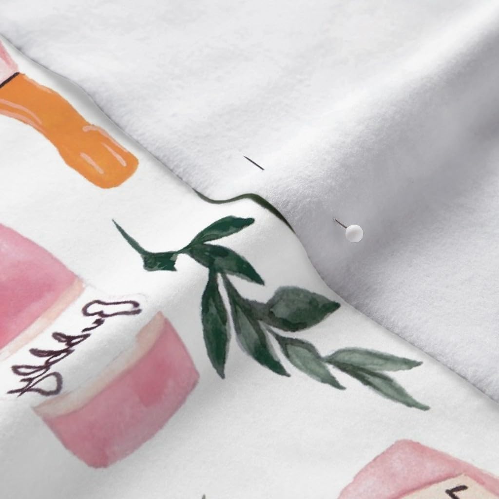 Spoonflower Fabric - Champagne Wine Rose Wedding Toast Botanical Watercolor Printed on Polartec(R) Fleece Fabric by The Yard - Sewing Blankets Loungewear and No-Sew Projects