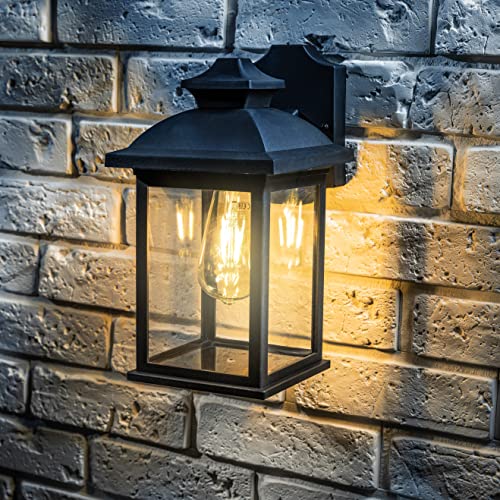 CGC Lighting Black Rectangular Outdoor Outside Exterior Wall Lantern Modern Vintage Light E27 Bulb (Black) 5 CGC Lighting Black Rectangular Outdoor Outside Exterior Wall Lantern Modern Vintage Light E27 Bulb (Black) - Image 5