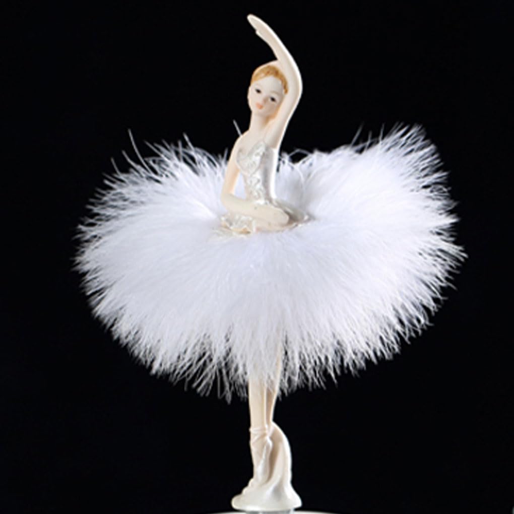 Carillon con ballerina danzante, figurine artigianali rotabili, regalo per amiche, Natale, casa, matrimonio, compleanno, colore bianco