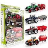 4 Stück Mini Traktor Spielzeugautos, Set Traktor mit Frontlader