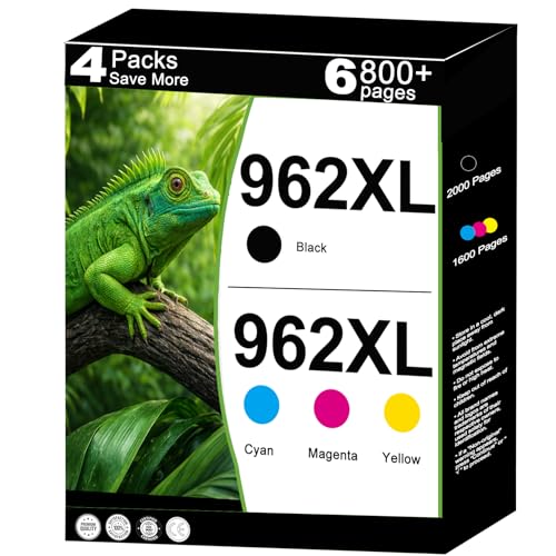 962XL Ink Cartridges Replacement for HP 962 XL Combo Pack Work with 9012e 9010e 9012 9020e 9019 9015e 9010 9015 9025e 9020 9018e 9018 9025 Printers with V24.2.1 Chip 4 Packs-Cyan Magenta Yellow Black