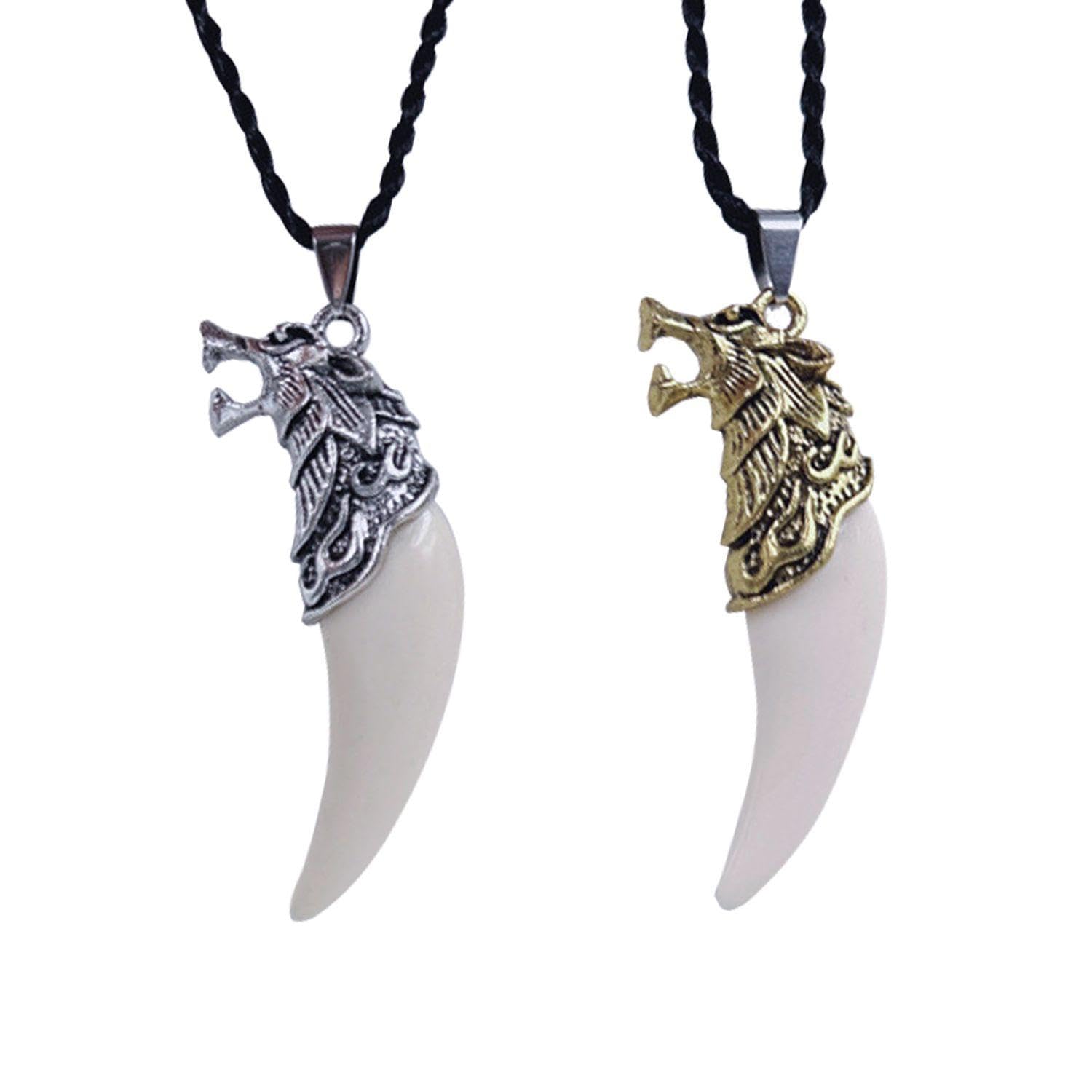 パーツ WOLF TOOTH WAVEFOAM SILVER LARGE SLAXJNE 2 Pack Wolf Tooth Pendant Necklace Imitation Necklace