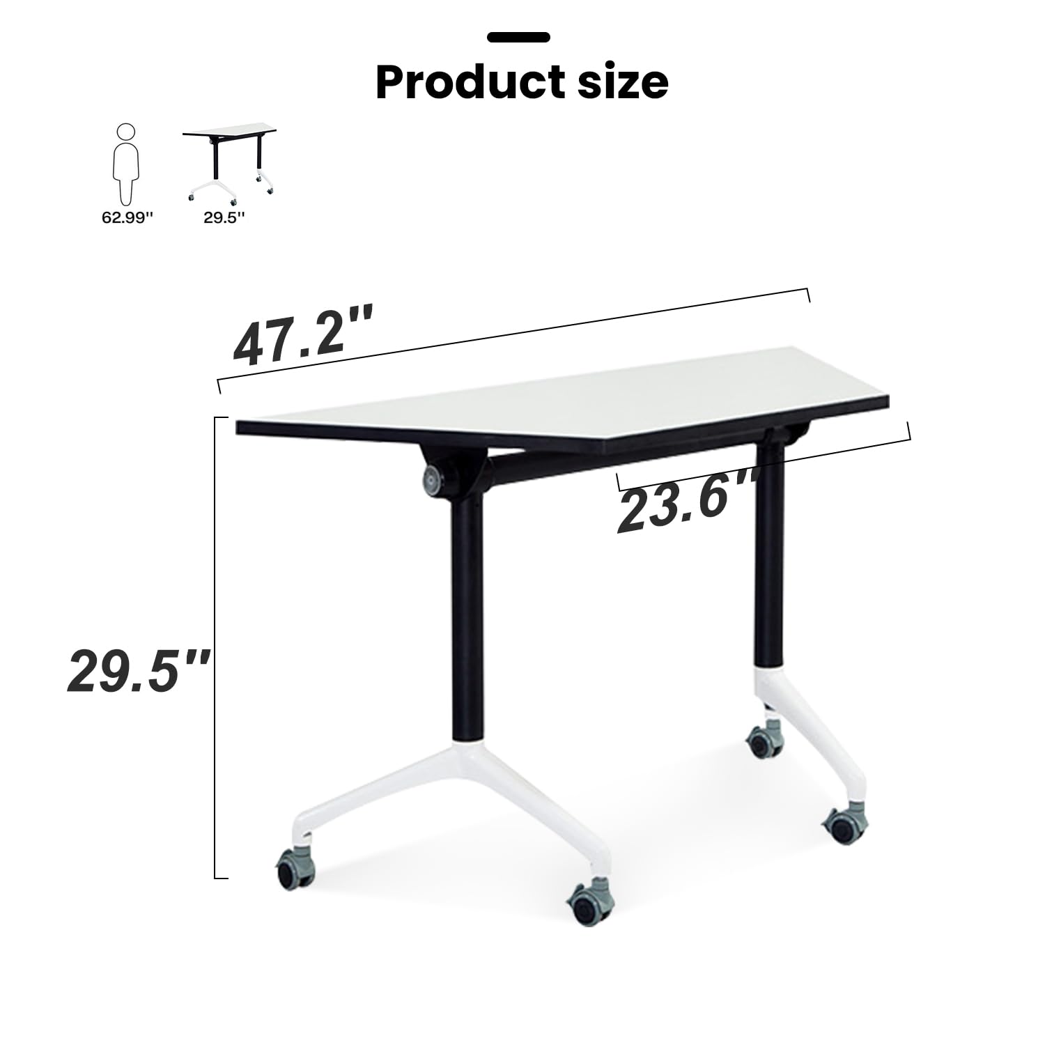 Modular Conference Table Mobile Conference Room Training Room Tables with Wheels Foldable Meeting Table Rolling Seminar Table for — view 2