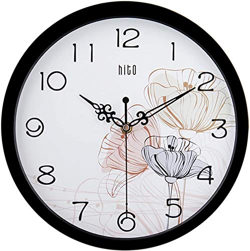 hito Silent Floral Wall Clock Non Ticking 10 inch Excellent Accurate Sweep Movement Glass Cover, Decorative for Kitchen, Living Room, Bathroom, Bedroom, Office (Lotus Black) hito Silent Floral Wall Clock Non Ticking 10 inch Excellent Accurate Sweep Movement Glass Cover, Decorative for Kitchen, Living Room, Bathroom, Bedroom, Office (Lotus Black)