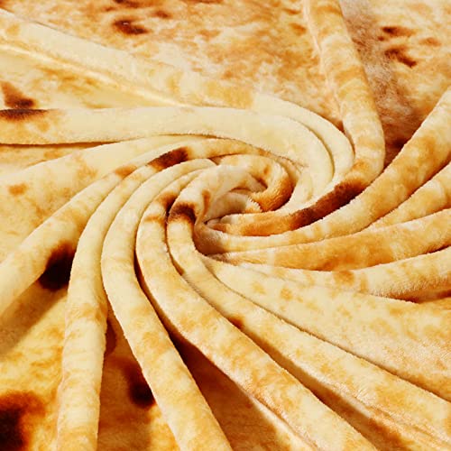 Image of Bnuitland Burritos Tortilla Blanket, 300 GSM Double Sided Giant Funny Gift Throw, Realistic Novelty Super Soft Sofa Yellow Taco Food Blanket for Kids /Pets and Adults
