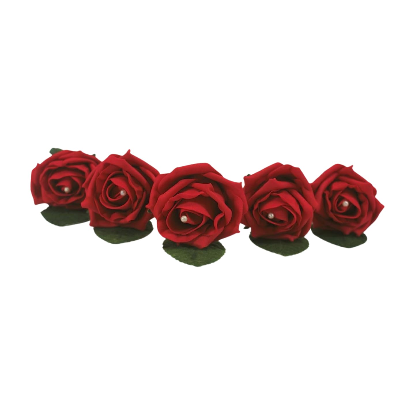 Shimmer-hj 5 Red Handmade Rose Buttonholes with Pearl - Artificial Flower Boutonniere & Corsage for Weddings, Proms, Bride, Groom, Bridesmaid & Guests โ image 1