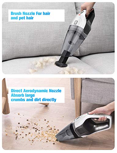 Holife Handheld Vacuum Cleaner Cordless, Lightweight Stainless Steel Filter Hand Held Vac with Rechargeable 2200mAh Lithium Battery, 30mins Hand Vacuum for Car Pet Hair - Thumbnail 6