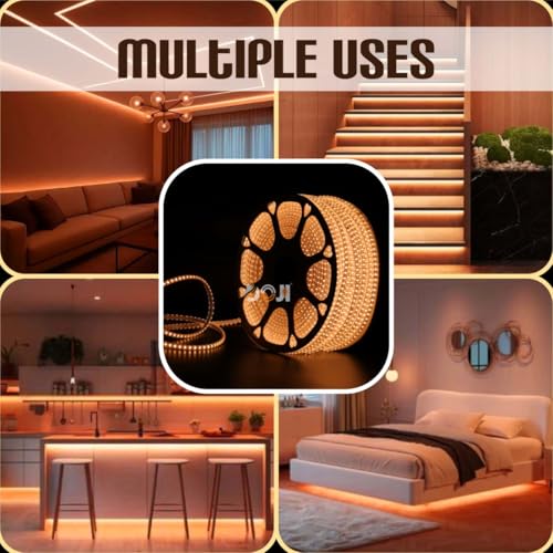 Image of DOJI 2835 Strip Lights for Home Decoration | 120 led per Meter led Strip Light | Rope Lights for Ceiling | Decoration Lights for Diwali, Christmas, Home, False Ceiling (Amber, 2 Meter)