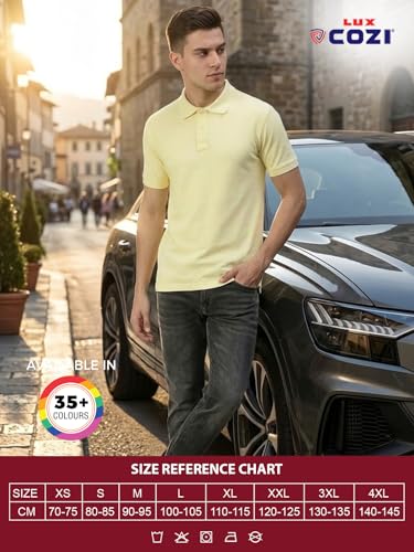 Image of Lux Cozi Men's Cotton Solid Polo Tshirt | Collar Tshirts | Half Sleeves | Stylish & Premium All Day Wear | Pack of 1