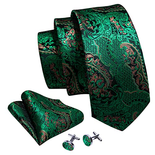 Image of Barry.Wang Men Tie Classic Silk Gift Necktie With Tie Clip Jacquard Woven Neck Ties 6PCS Formal Wedding