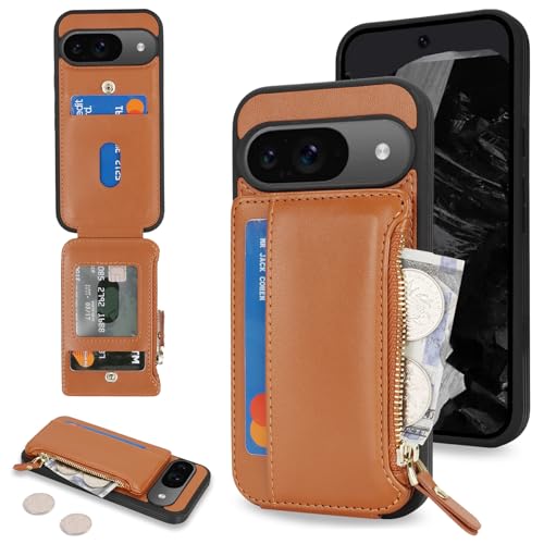 Image of Cavor for Google Pixel 9 /9 Pro Case Wallet with Card Holder, Brown