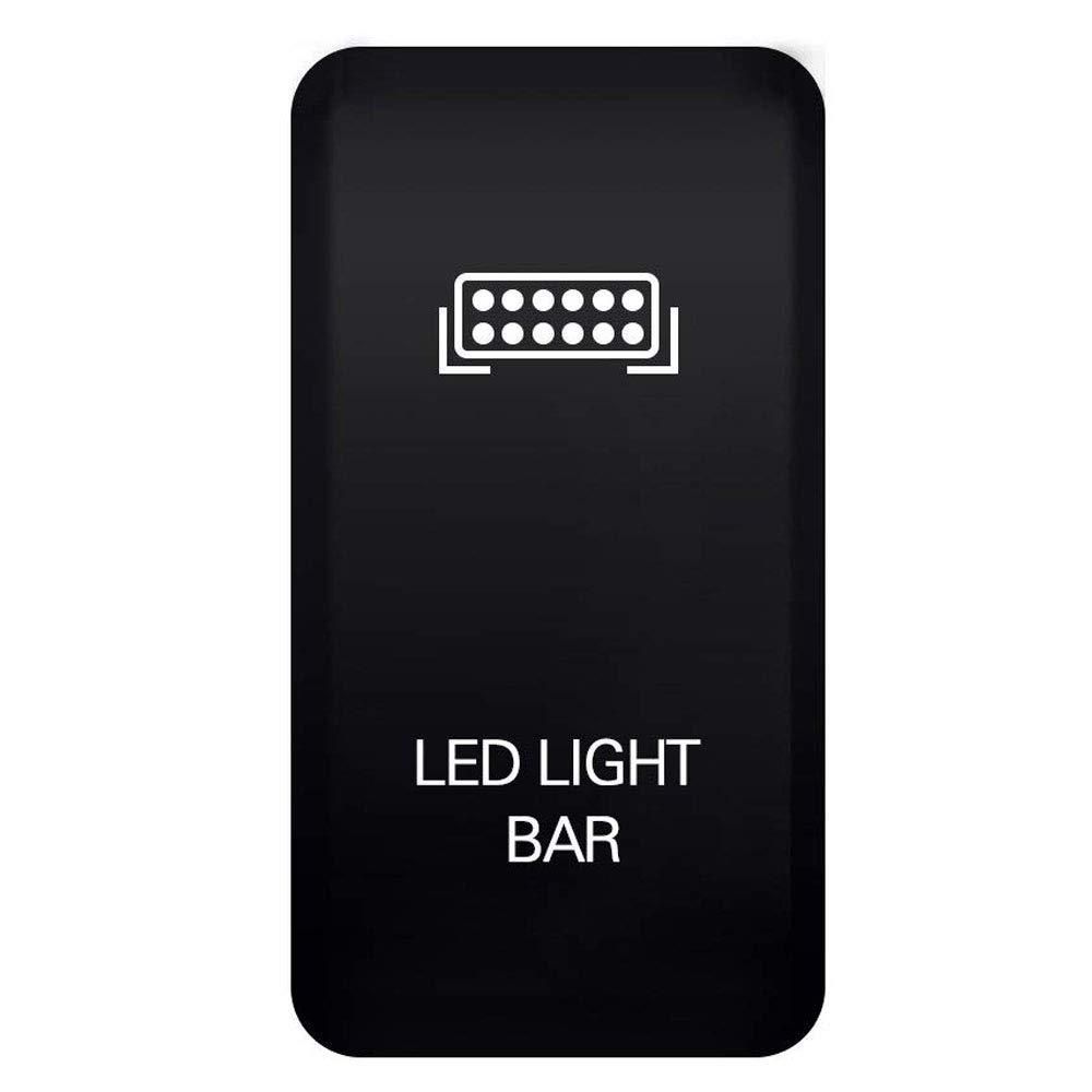 Push Button Switch 12V with Wiring Kit - White LED Light BAR Symbol, Compatible with Toyota Tacoma Tundra 4Runner FJ Cruiser (Surface Size 1.54 x 0.83 inches)