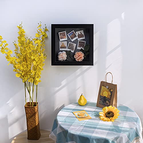 Frametory, 11x11 Shadow Box Frame - Front Opening - 2 inch Depth Display Box for Wall and Tabletop Display- Memory Box, 6 Pins Included (11x11, Black)