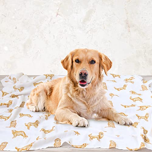 Image of LifeTree Muslin Swaddle Blankets, 70% Viscose from Bamboo and 30% Cotton Baby Swaddle Blankets Unisex Swaddling Blanket for Newborn, Soft Large 47 inch x 47 inch, Golden Retriever Baby Blanket