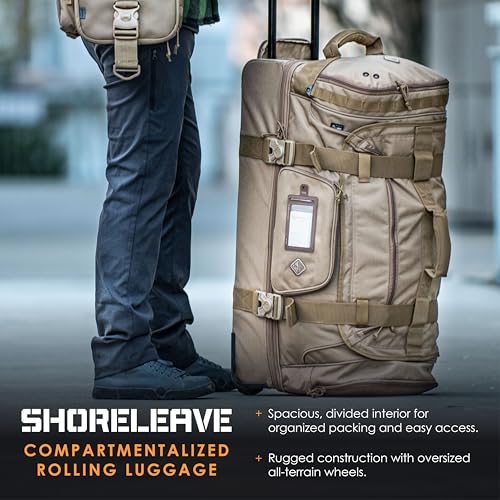 HAZARD 4 Shoreleave - Rolling Duffle Bag With Wheels and Handle - Large Heavy Duty Travel Luggage, Wheeled Camping Duffel Bags for Men and Women, Tactical Weekender Baggage - (Coyote, 103.4L)2