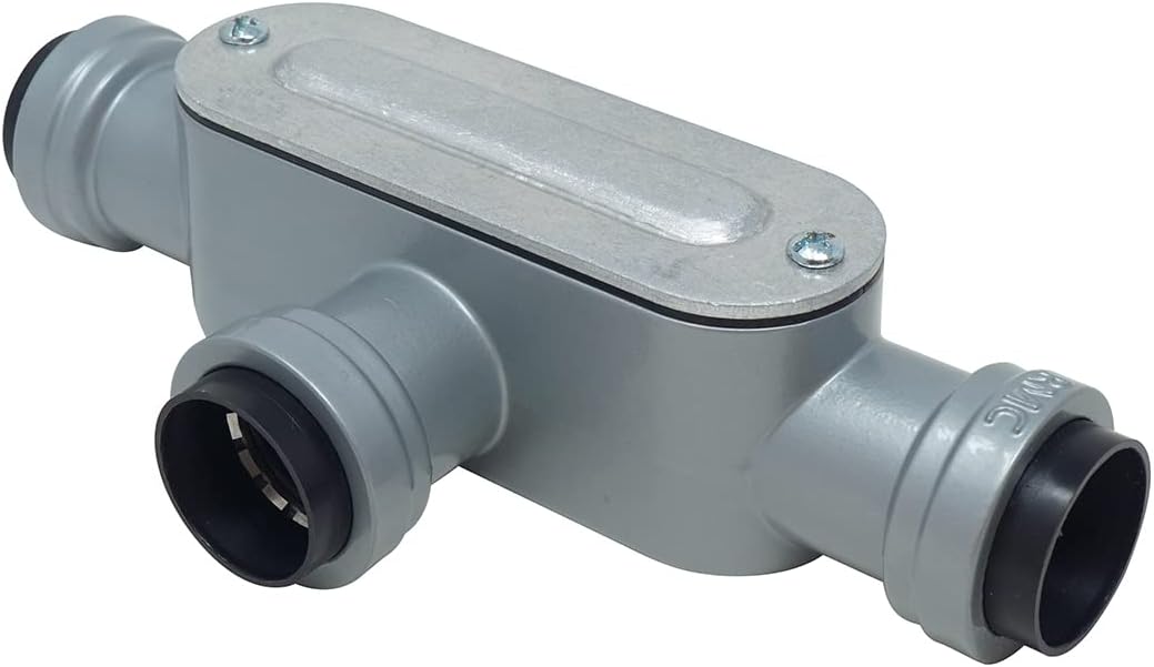 Southwire R-TB-075 3/4" Rigid & IMC Push Install Type RMC T Conduit Body, Gray