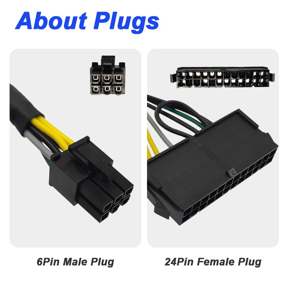 Amazon.co.jp: Xiatiaosann 24ピン-6ピンATX PSU電源アダプタケーブル