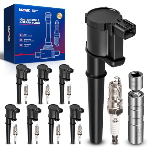 Image of KAX 8-Pack Ignition Coil Pack & Iridium Spark Plugs Kit w /Tool Fit for V8 4.6L 5.4L 5.8L, 2000-14 Ford Mustang, Navigator, Aviator, Continental, Marauder, Mark VIII, GT, Blackwood, Mangusta, UF191