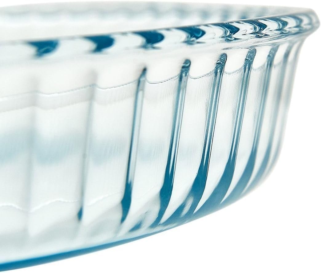 2-Piece Ums Round Glass Baking Dishes for Oven, Round Baking Dish, Glass Casserole Dish, Glass Pie Pan, Borosilicate Glass Cookware, Microwave and Dishwasher Safe Clear Bakeware, 12.5" & 10.2" Sizes