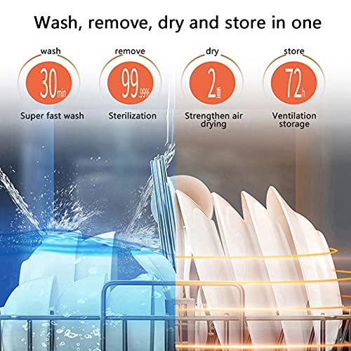 1200W Tafelblad Vaatwasser Vrijstaande Draagbare Mini-Vaatwasser Met 6 Plaatsinstellingen 75 ℃ Hoge Temperatuur LED-Display 5 Wasfuncties Energie-Efficiënt,Wit - Afbeelding 3