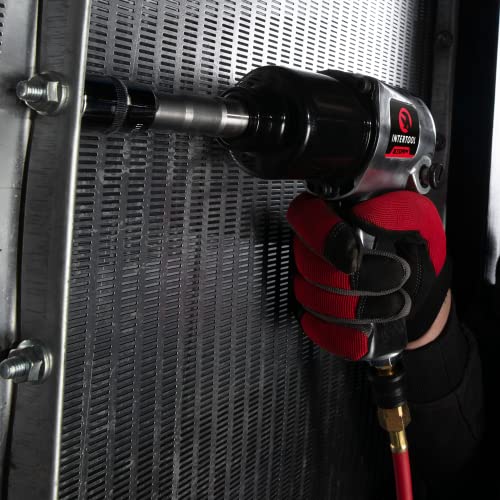 Intertool 1/2" Air Impact Wrench, Pneumatic, Heavy Duty, Twin Hammer Clutch, 3” Extended Anvil, Auto Repair, Truck And Car Tires, Construction, Reverse, 425 Ft/Lb Torque, 7500 Rpm Pt08-1103 #TOP5